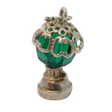 Sterling Silver Glass Set Lamp Form Charm Pendant Vintage c1970