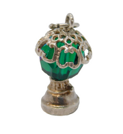 Sterling Silver Glass Set Lamp Form Charm Pendant Vintage c1970