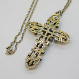 Austro-Hungarian Sterling Silver Garnet, Pearl & Enamel Cross Necklace Antique