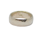 Sterling Silver Planished Wide Band Wedding Ring Modern c2000 Size P 1/2