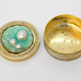 19th Century French Sterling Silver Gilt & Enamel Top Pill Box Antique c1880