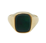 9ct Yellow Gold & Bloodstone Set Signet Ring Vintage 1960 Birmingham