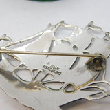 Siam Sterling Silver White Niello Enamel Ship Brooch Antique c1920 Art Deco