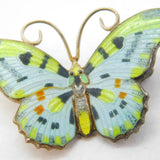 Sterling Silver & Colourful Enamel Butterfly Brooch Pin Antique c1940 Art Deco