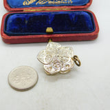 Sterling Silver Filigree Open Rose Charm Pendant Vintage c1970