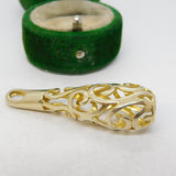 Sterling Silver Gilt Pierced Floral Pattern Drop Charm Pendant Vintage c1970