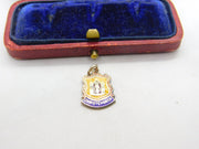 Sterling Silver and Enamel Christchurch Shield Charm Pendant Vintage c1970