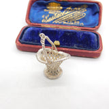 Sterling Silver Basket Charm Pendant Vintage c1970