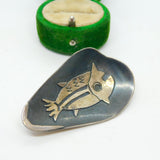 Peruvian Sterling Silver Ancient Fish Form Absract Brooch Vintage c1970 Chavez
