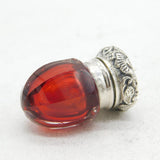 Victorian Sterling Silver Topped Cranberry Glass Vinaigrette Antique c1850s