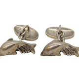 Pair of Sterling Silver Dolphin Form Gents Cufflinks Vintage c1970s