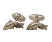 Pair of Sterling Silver Dolphin Form Gents Cufflinks Vintage c1970s