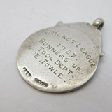 Sterling Silver & Enamel Raleigh Athletic Club Cricket Fob Medal Antique