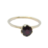 Sterling Silver Faceted Garnet Solitaire Dress Ring Vintage c1970 Size Q 1/2