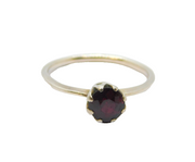 Sterling Silver Faceted Garnet Solitaire Dress Ring Vintage c1970 Size Q 1/2