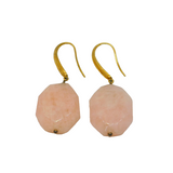 Pair of Gold On Sterling Silver Faceted Rose Quartz Drop Earrings Vintage c1970