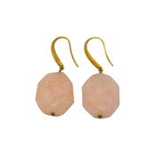 Pair of Gold On Sterling Silver Faceted Rose Quartz Drop Earrings Vintage c1970