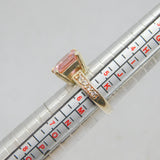 Sterling Silver Pink & White Cubic Zirconia Cocktail Ring Vintage c1990 Size L