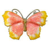 Sterling Silver & Colourful Enamel Butterfly Brooch Pin Antique c1940 Art Deco