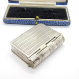 Silver Plated Book Form Propelling Vesta Case Antique c1920 Art Deco