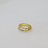 Gold On Sterling Silver Spinel Set Two Crosses Dress Ring Modern c1990 Size L