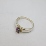 Sterling Silver Oval Mystic Sapphire Graduating Ring Modern c1990 Size H 1/2