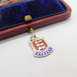 Sterling Silver and Coloured Enamel Travel Shield Jersey Charm Vintage c1970