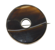 Victorian Scottish Sterling Silver & Banded Agate Target Brooch Antique c1860s