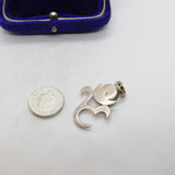 Sterling Silver Shell Set Arabic Charm Pendant Vintage c1970
