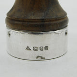 Sterling Silver & Turned Wooden Pepper Grinder Vintage 1982 London