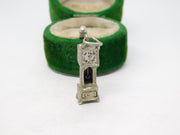 Sterling Silver Grandfather Clock Charm Pendant Vintage c1970