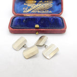 9ct Gold on Sterling Silver Gents Engine Turned Cufflinks Antique c1920