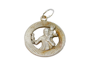 Sterling Silver Patterned Edge St Christopher Travel Charm Pendant Vintage c1970