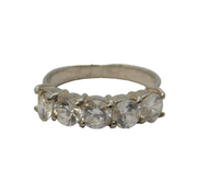 Sterling Silver Five-Stone Spinel Set Dress Ring Vintage c1970 Size O UK