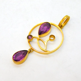 Art Nouveau Murrle Bennett Style 9ct Gold & Amethyst Pendant Antique c1910