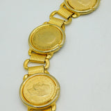 Large Gilt Metal Dress Belt with Gilded Half Penny Coins Vintage c1960s