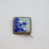 Mid-Century Dutch .835 Silver Delft Windmill Scene Brooch Pin Vintage c1940
