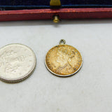 Sterling Silver Two Annas Indian Coin Charm Pendant Victorian 1901