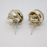 Pair of Sterling Silver Knot Ball Patterned Stud Earrings Vintage c1970