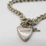 Sterling Silver Curb Link Charm Bracelet Heart Lock Clasp Vintage 1973