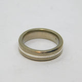 Sterling Silver & Titanium Striped Wedding Band Ring Modern c2000 Size K