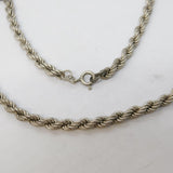 Sterling Silver Essential Rope Chain Necklace Vintage c1970 40cm Length