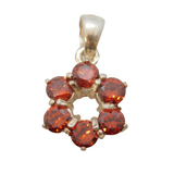 Sterling Silver & Garnet Set Flower Pendant Vintage