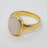 Victorian 18ct Yellow Gold & Cabochon Water Opal Dress Ring Antique c1890s