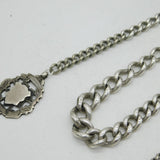 Art Deco Chunky Sterling Silver Graduating Curb Link Watch Chain Antique