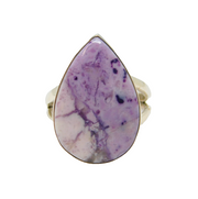 Sterling Silver Purple Agate Peardrop Dress Ring Vintage c1970 Size K 1/2