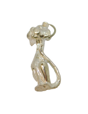Sterling Silver Cat Charm Pendant Vintage c1970