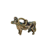 Sterling Silver Dairy Cow Form Charm Pendant Vintage c1970s