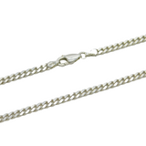 Sterling Silver Flat Curb Link Chain Necklace Vintage c1970s 18" Length