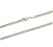 Sterling Silver Flat Curb Link Chain Necklace Vintage c1970s 18" Length